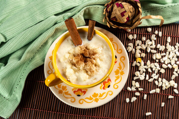 cup of canjica, typical food consumed in the Brazilian Festa Juninas