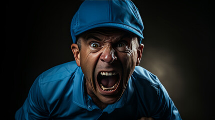 Expressive frustrated golfer on a Scottish links course, characterized by clenched fists, exasperated expression and induced annoyance.