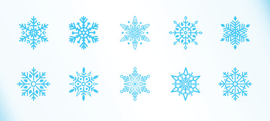 Wall Mural - Vector Christmas Snowflakes Winter Snowflakes Collection Isolated White Background