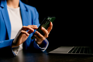 Wall Mural - type search information from the internet network. businessman working with smartphone, tablet and l