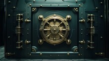 Close-up of a secure bank vault door, emphasizing security and trust. generative AI