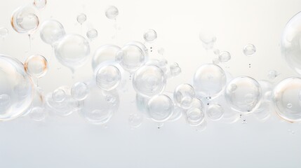 Wall Mural -  a bunch of bubbles floating in the air on a white background.  generative ai