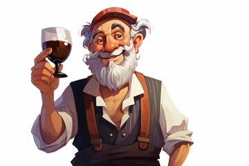 Wall Mural - Graphic illustration of a wine brewer