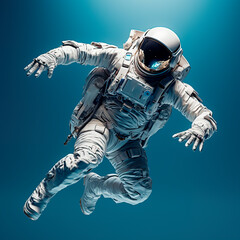 astronaut on isolated blue background.