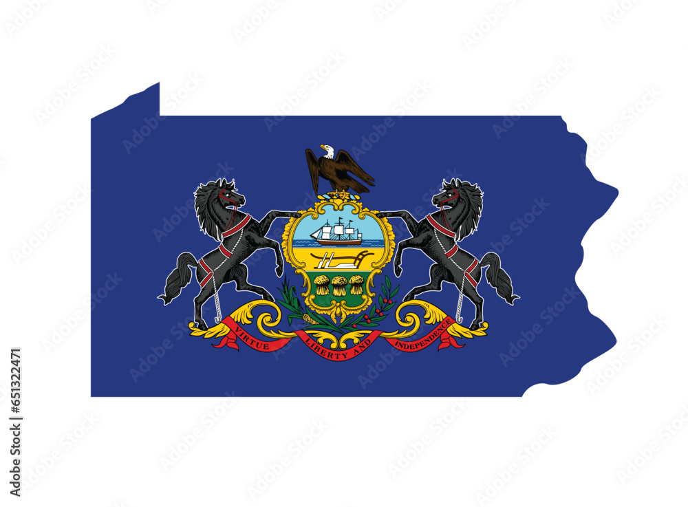 Pennsylvania state flag in map shape Stock Vector Adobe Stock — free download