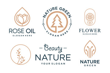 Wall Mural - Set of nature logo design element vector with creative concept