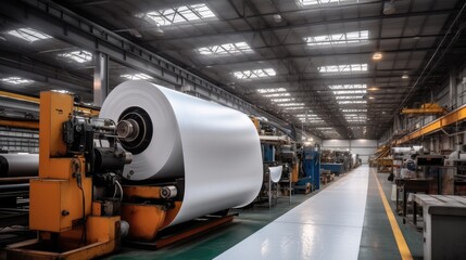 Poster - Factory production large rolls of thermal paper.