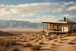 A dwelling built on a arid mountain landscape in America. Generative AI