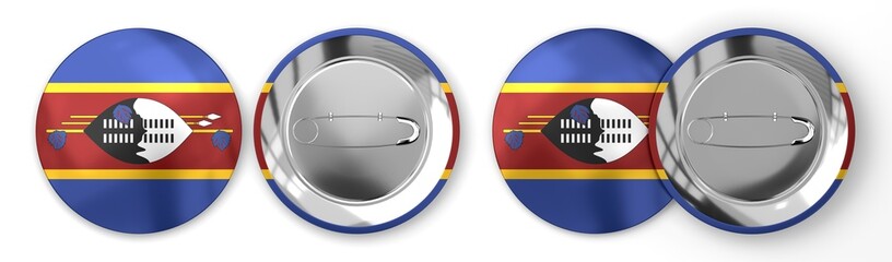 Wall Mural - Eswatini - round badges with country flag on white background - 3D illustration