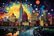 colorful depiction of the detroit cityscape. Generative AI