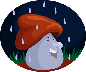 Wall Mural - Mushroom on a rain, illustration, vector on a white background.