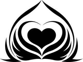 Heart tattoo, tattoo illustration, vector on a white background.