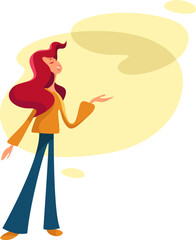 Poster - Girl in yellow shirt, illustration, vector on a white background.