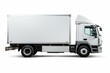 A spacious new truck in pristine white. Viewed from the side, standing alone against a white backdrop. Generative AI