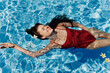 Woman vacation young female pool beauty water body wet swim person blue summer