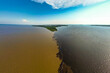 Amazing view of two rivers Negro and Amazon meeting in Manaus Brazil