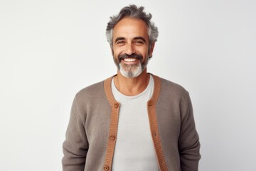 Wall Mural - Medium shot portrait photography of a Peruvian man in his 40s against a white background