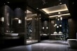 Contemporary restroom with an appealing and fashionable design. Generative AI