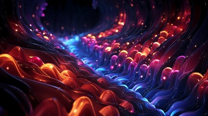 Wall Mural - a hallucinatory voyage through a fractal tunnel of swirling, phosphorescent light (generative ai)