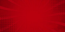 Bright Red Sun Rays Background With 16:9 Aspect Ratio. Comics, Pop Art Style. Vector,
