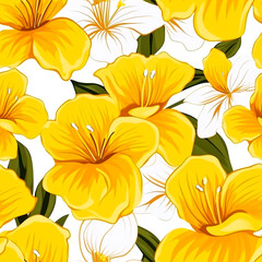 Wall Mural - Seamless pattern Allamanda flower minimalistic design, AI generated