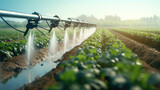 A smart irrigation system in a modern agricultural landscape,  minimizing water usage while maximizing crop yield
