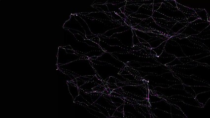 web particle animation in dark black background