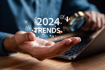 Aufkleber - Starting New year with ambition and trends of 2024 and countdown merry christmas and happy new year, Planning and challenge strategy in new year 2024 Concept.