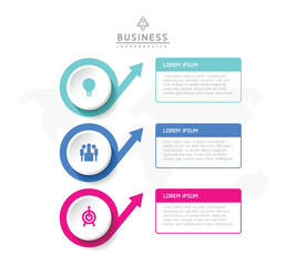 Wall Mural - Vector infographic business presentation template with circular interconnection with 3 options.