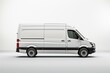 © Sariel - Side view of a large van against a blank white backdrop. Generative AI