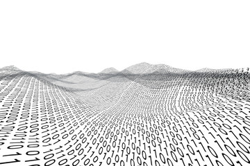 Digital png illustration of black digital field with 0 and 1 numbers on transparent background