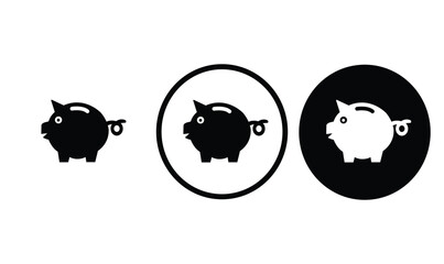 icon piggy bank black outline for web site design 
and mobile dark mode apps 
Vector illustration on a white background