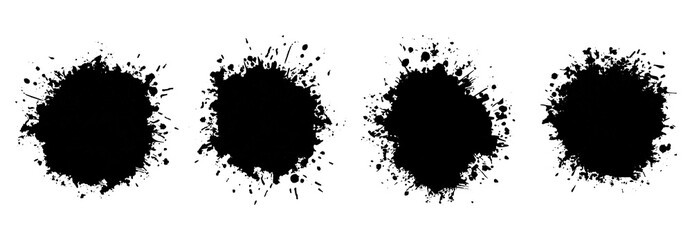 Fototapete - Paint ink splatter, stains set. Splash of paints with drops.