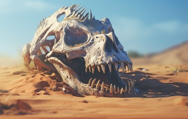 Wall Mural - fossil head skull dinosaur seketlon 