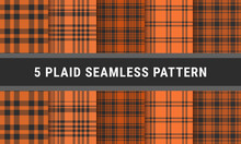 Brown Black Set Tartan Plaid Seamless Pattern. Checkered Fabric Texture
