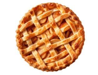 Apple pie isolated on transparent background, top view