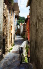 Poster - Narrow Walking Path in the Charming Old Village of Vescovato on Corsica, France