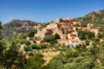 Wall Mural - The Beautiful Village of Pigna in the Balgane Region on Haute-Corse, Corsica, France