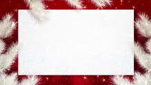 Merry Christmas and Happy New Year greeting card decorated copy space animation. Snowflakes falling on a particles bokeh lights christmas winter seasonal background.