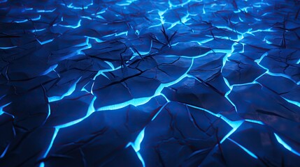 Poster -  a blue floor with cracks and cracks in it and a blue light shining on the floor.  generative ai