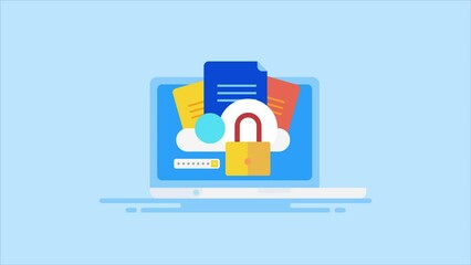 Wall Mural - encrypted document on secure cloud data storage protected with passcode, cyber security and data pro