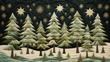 Needlework Quilted Christmas Design Created With Generative AI Technology
