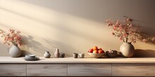 Light Beige, Contemporary Background Of A Mockup Of A Kitchen
