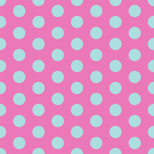 Cute Pink Fashion Seamless Pattern. Classic Blue Peas On A Pink Background. Vector Illustration.