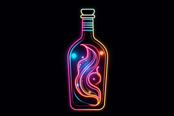 Wall Mural - Neon logo for wine bottle