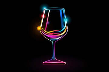 Wall Mural - Wine glass graphic neon logo