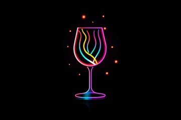 Wall Mural - Wine glass graphic neon logo