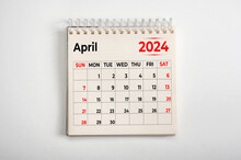 April 2024. One Page Of Annual Business Monthly Calendar On White Background. Reminder, Business Planning, Appointment Meeting And Event