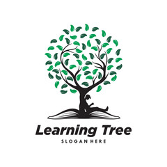 Canvas Print - Learning with tree illustration logo design