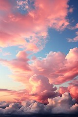 Poster - Abtract​ background texture of pastel sky and cloud in evening, use for advertising and put object on it for advertising work : Generative AI